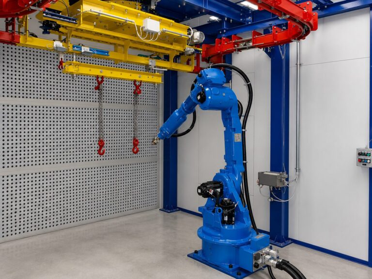 Cabine de peinture liquide avec robot intégré